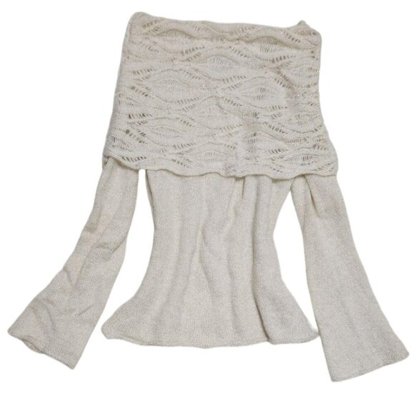 Sparkly cream colored off the shoulder top with flared sleeves - Picture 8 of 8